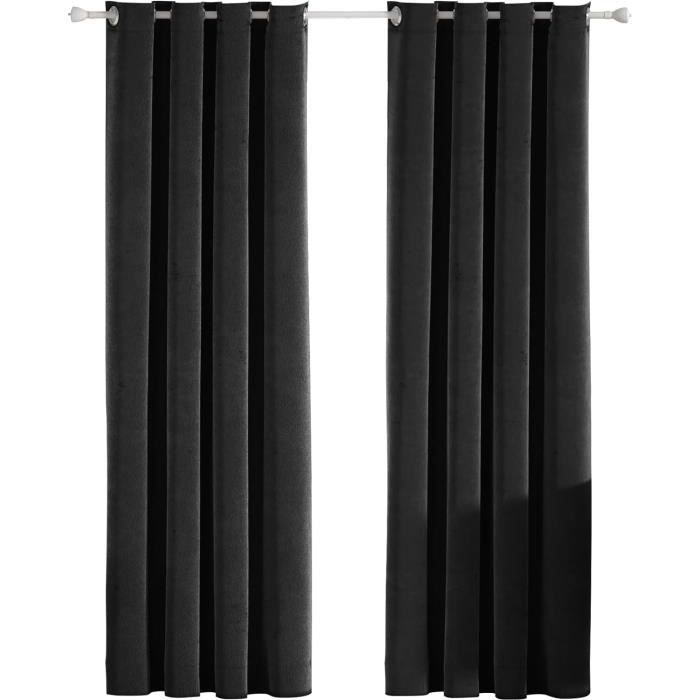 Rideau Thermique Isolant Noir - Dimensions L132 X H213 Cm - Occultant 100%, Phonique - Pour Porte D'entrée Ou Fenêtre - 9