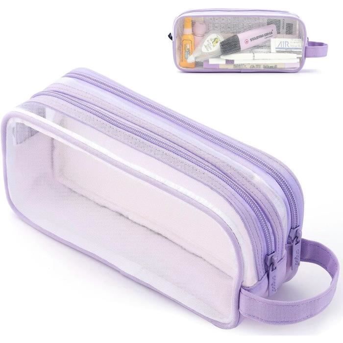 Lot De 2 Trousses Scolaires Grande Capacité à Motif Fleuri - Toile, Avec Fermeture éclair - Pour Crayons, Maquillage, Voyage