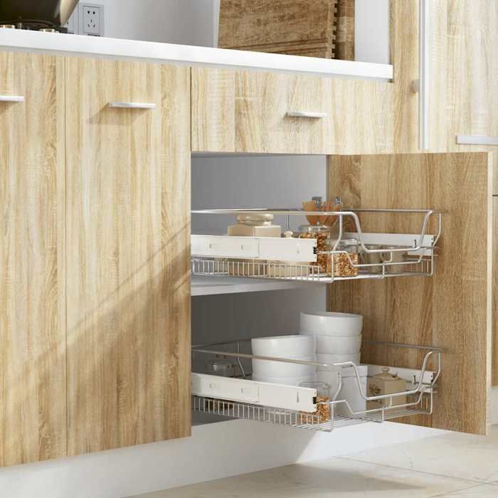 vidaXL 2x Panier Treillis Métallique 500 mm Argenté Panier de Rangement 50480