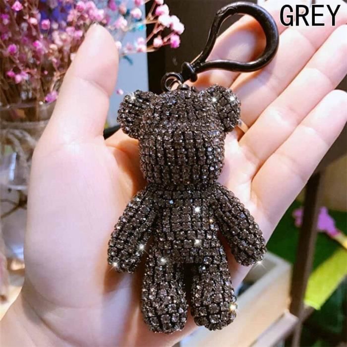 Porte-clés Ours Nounours Strass – Acier Argenté Et Cristaux, Super Mignon