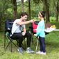 Charge Max 250 kg Chaise dext/érieur SONGMICS Chaise de Camping Pliable Confortable Structure Durable avec Dossier Haut,/ Porte-Bouteille et Sac isothermique