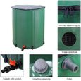 Réservoir d'eau de pluie pliable 250 L - Vert - 60x88 cm - Tissu maillé en PVC 500D et tige de support en PVC-1