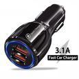  Chargeur rapide voiture allume-cigare quick charge 3.0 2 port USB adaptateur prise allume cigare pour iPhone iPad Samsung GPS etc-1