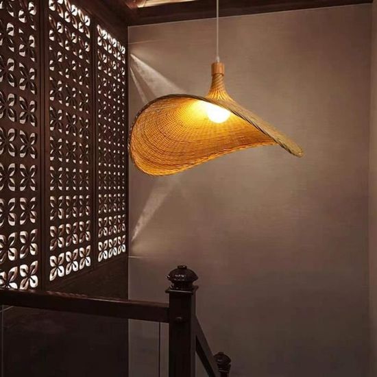Luminaire Suspendu Au Chapeau De Paille Lustres Tressés En Bambou Naturel  Fait Main Suspension De Style Chinois Ultra-Mince [x4256] - Cdiscount Maison