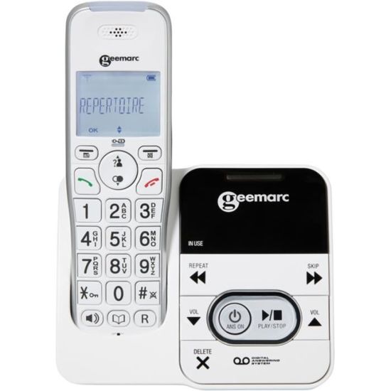 Geemarc AmpliDECT 595 Téléphone Fixe Senior sans Fil avec Répondeur