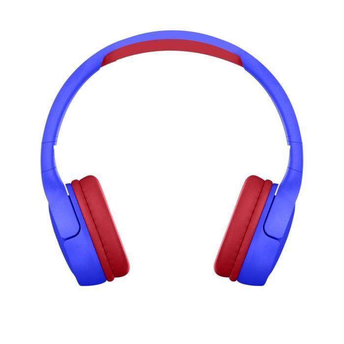 Casque Bluetooth 5.1 pour Enfant avec Micro, Autonomie 8h, Akashi - Bleu /  Rouge - Français