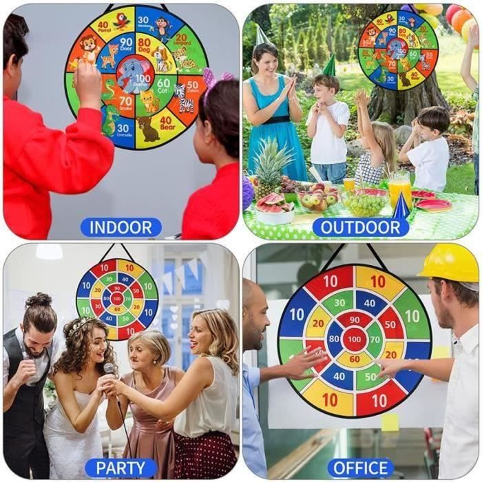 Jeu De Fléchettes Pour Enfants – Double Face, Pliable, Avec 8 Balles Collantes Et Crochet – Sécurité Et Fun à L’intérieur Comme En Extérieur