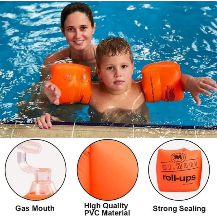 Brassards De Natation Enfant – Triple Airbag, 2 Tailles, Pompe Incluse – Apprentissage Sécurisé 1-14 Ans