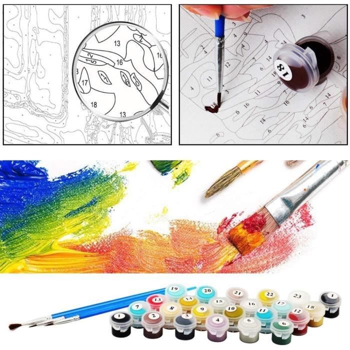 NAIMOER Lot De 4 Peintures Par Numéros – Paysages – 30x40 Cm – Pinceaux Et Acryliques Inclus – Débutants Et Enfants