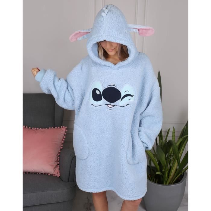 Stitch Disney Sweat/robe femme, couverture à capuche bleue