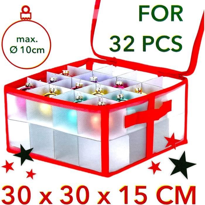 Boîte de rangement pour boules de Noël, 30 x 30 x 15 cm, Home