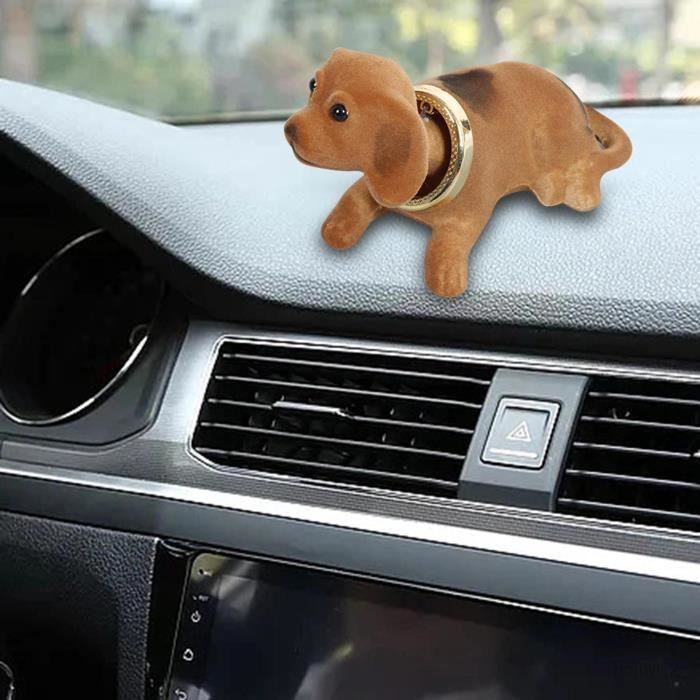 Décoration de tableau de bord de voiture Ornement de chien hochant la  tête/Accessoires auto/Cadeau d'artisanat décoratif Brun