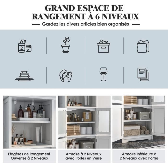 Armoire De Salle De Bain 5 étagères GIANTEX - Rangement Organisé, Design Moderne
