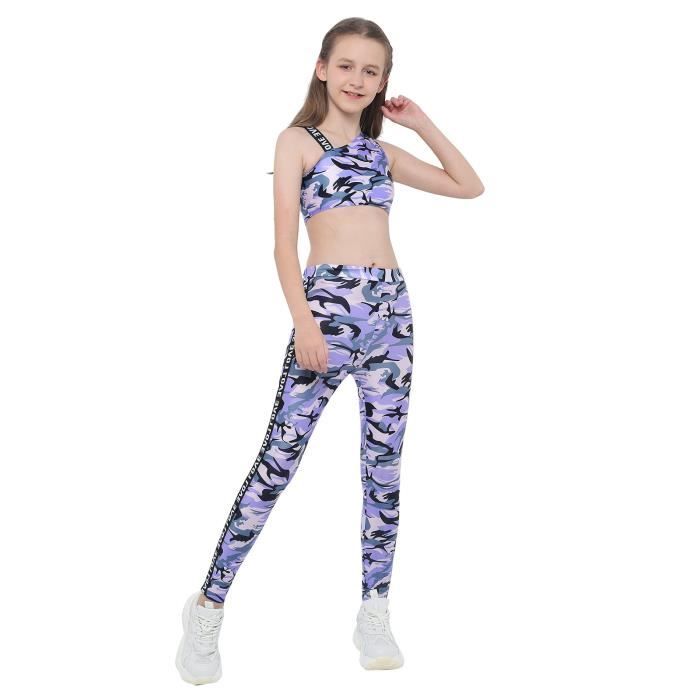Inhzoy Ensemble Sport Enfant Fille V tement de Gymnastique Fitness