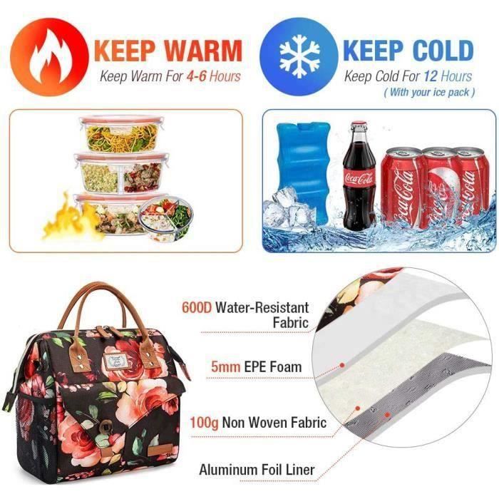 Sac Isotherme Repas Femme 11L Lunch Bag Glaciere Souple Isotherme Pour  Bureau Travail Pique-Nique Livraison - Cdiscount Maison