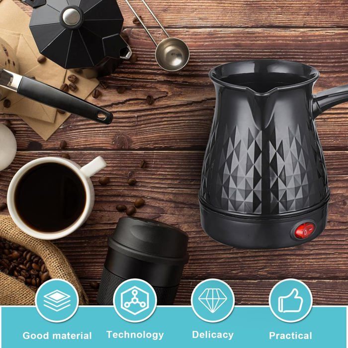 Cafetière Turque En Acier Inoxydable 180 Ml - Poignée Anti-Brûlure - Pour Café, Lait, Chocolat - 6