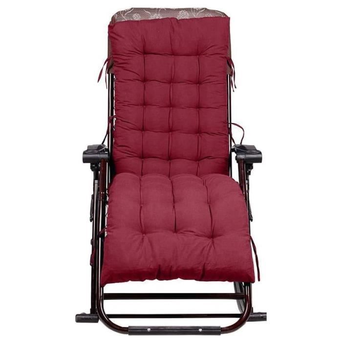 Coussin De Transat Avec Capuche Antidérapante - 48 X 155 Cm - Épais Et Confortable - Pour Chaise Longue, Jardin, Terrasse - Rouge - Lavable