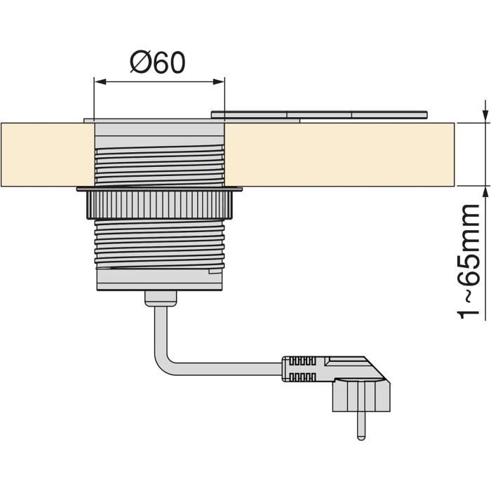 Visage Prise Avec Couvercle Encastrée Aspect Bois Chêne Léger, Chêne