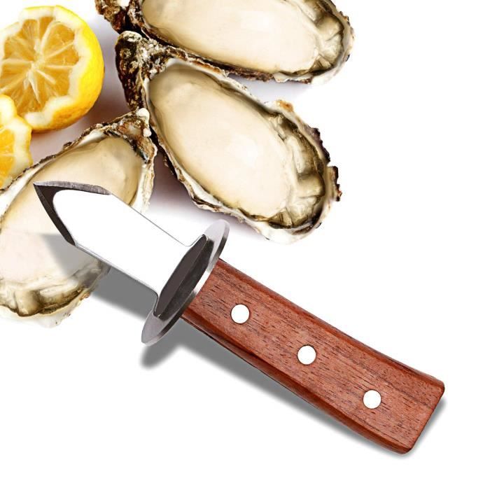 Lot de 4 gants résistants aux coupures avec couteau à huîtres et couteaux à  huîtres avec gants de protection de niveau 5, outils pour palourdes d' huîtres, crustacés, fruits de mer (4 rouges) 