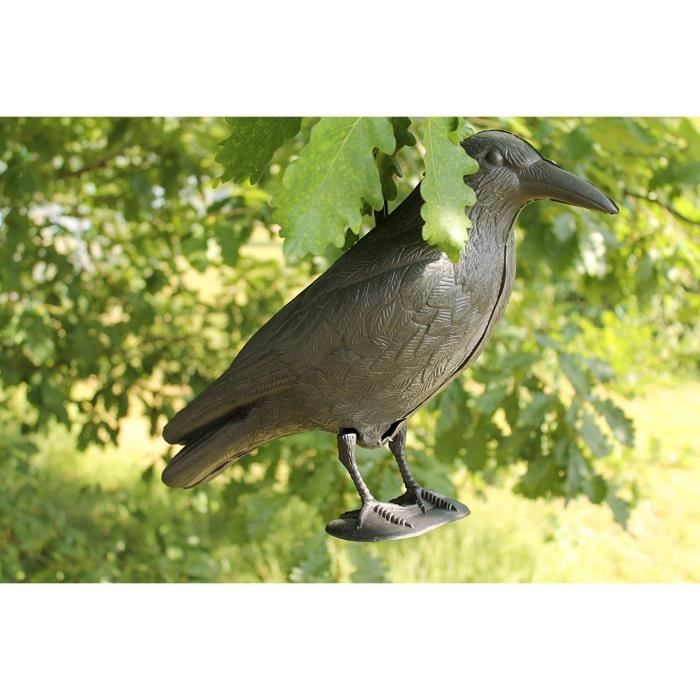 Lot de 2 Corbeaux factices ARTECSIS - Corbeau Anti-Pigeon Leurre de jardin  Corbeau en Plastique Noir - Répulsif oiseaux, Appelant - Cdiscount Jardin