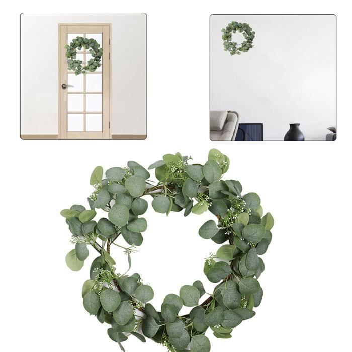 Couronne D'Automne 61 Cm - Eucalyptus Artificiel Et Grains De Maïs - Décoration Porte D'Entrée - Thème Récolte