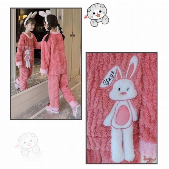 Pyjamas D'enfants Generisch - Ensemble De Nuit D'hiver épais Pour Petits Garçons, En Polaire Pelucheuse, Pour Garçons Et Filles, Velours Corail, Ensemble De Vêtements D'intérieur Pour Filles Et
