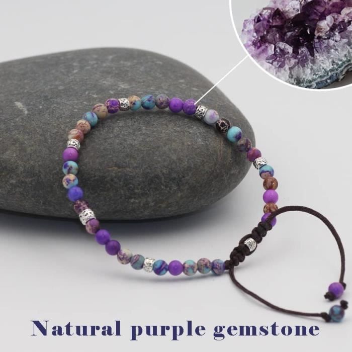 Bracelet pierre naturelle fleur verte - bijou femme perles gemmes pourpre -  – Bhakti Meditation Shop