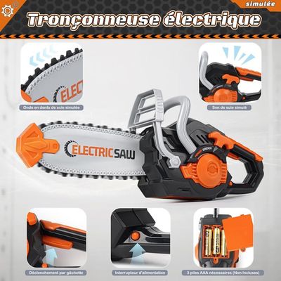 Vanplay Coffret Outils Enfant 87 Pièces – Perceuse Électrique, Visseuse, Ruban, Voiture à Monter – Cadeau Dès 3 Ans