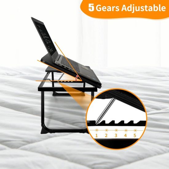 Table Pliable Ordinateur Lit MorNon - 55x32cm Réglable 5 Positions Avec Porte-gobelet