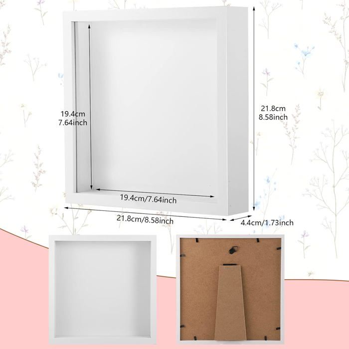 Cadre 20x20 Cadre Souvenir Mariage Cadeau Cadre Photo 3D 25x20cm - Cadre Profond Pour Photos, œuvres D'art - Cadeau Mariage, Fête Des Mères - Blanc Cadre Photo 3d Cadre 3d