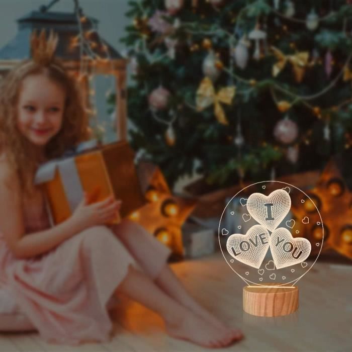 Lampe LED illusion 3D personnalisée, cadeau d'anniversaire pour lui ou  elle, veilleuse personnalisée symbole de l'infini, décoration d'intérieur  romantique, lampe pour chambre à coucher -  France