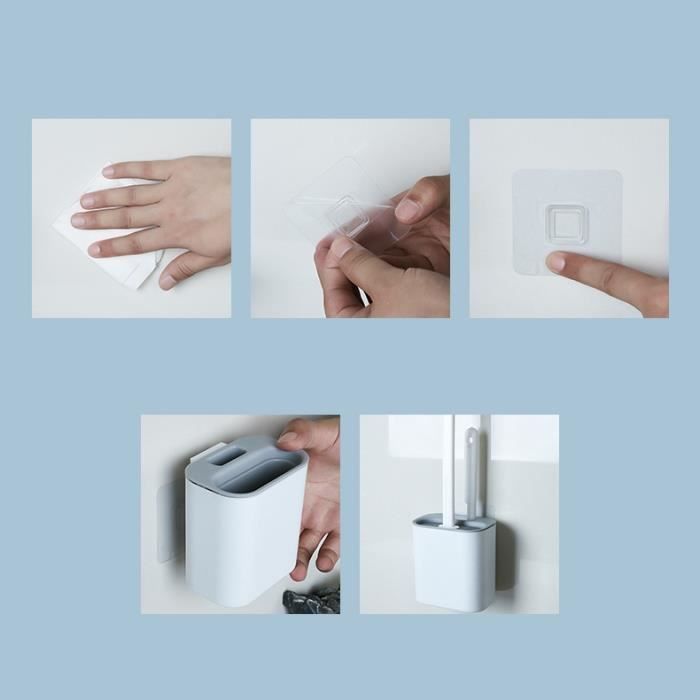 TPR Brosses de toilette Brosse WC en silicone flexible avec support pour WC  poignée antidérapante, fixation murale, sans perforation