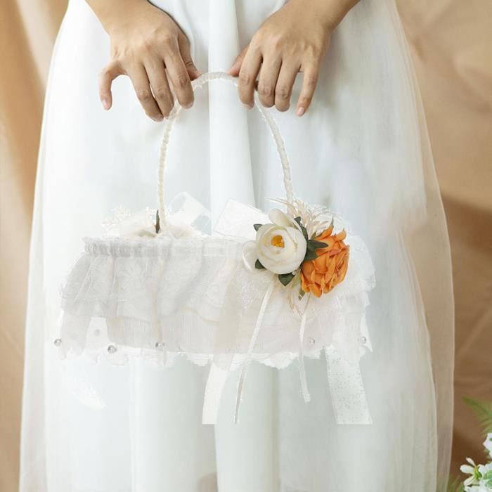 Panier de fleurs de mariage fille de fleur portable petit panier de fleurs panier de mariage panier de fleurs en dentelle Cdiscount Maison