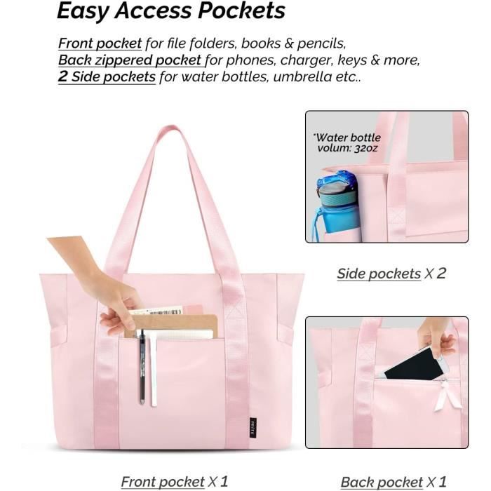 Sac Fourre-tout Femme En Velours Côtelé - Grande Capacité 35x14x30cm, Poches Multiples, Idéal Quotidien/voyage
