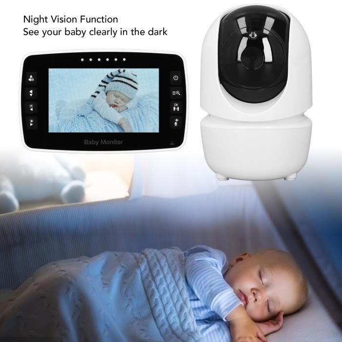 Babyphone Moniteur vidéo Caméra bébé berceuse capteur de température -  écran LCD 4,5'' avec fonction d'interphone vision nocturne - Cdiscount  Puériculture & Eveil bébé