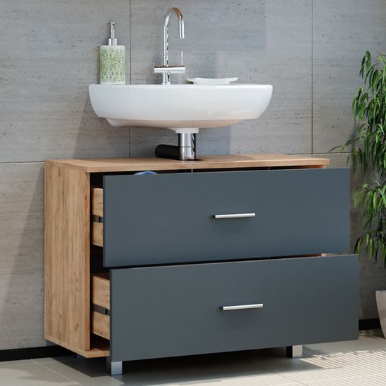 Meuble Sous Vasque Vicco Perry Blanc Et Béton – 60 Cm, Neuf Sous Emballage