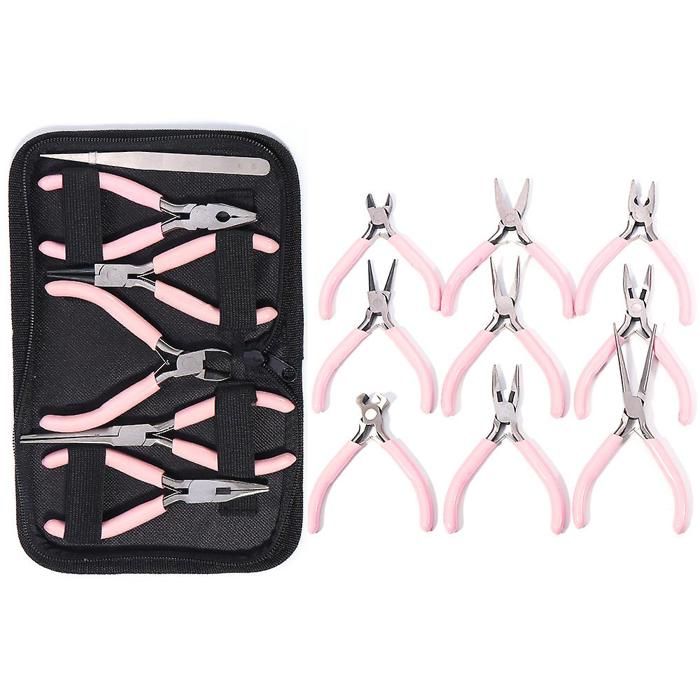 Kit De 5 Pinces Artisanales En Métal Rose - Coupe-fil, Bec Effilé, Long Nez, Pour Création De Bijoux Et Bricolage