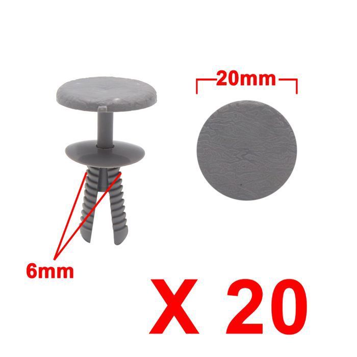 20 VOITURE RIVET Plastique Fixation Bavette Pare-Choc FENDER Push Clips