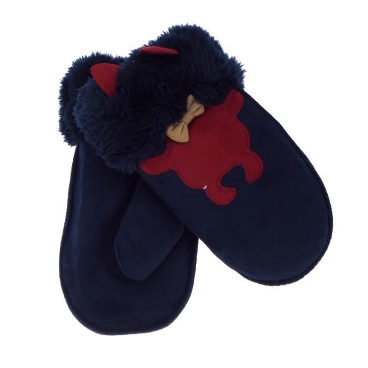 1 Paire De Moufle Bebe Marine Fantaisie Fausse Fourrure 100 Polyester Avec Ficelle De Maintiens Bleu Cdiscount Pret A Porter