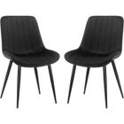 WAFTING Lot de 2 Chaises de Salle à Manger avec Assise et Dossier Tapissés en Velours, Pieds en Métal Robustes,Noir