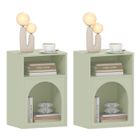 Lot de 2 tables de chevet - HOMCOM - compartiments ouverts - design arqué - MDF - 40 x 30 x 60 cm - vert clair