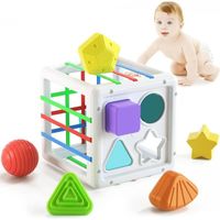 Jouet de tri de formes pour bébé - Montessori - Activité cube sensoriel - Cadeau d'anniversaire