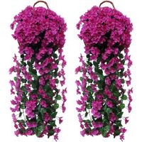 2pcs Plantes Suspendues Artificielles Rotin Ivy Vigne Plante Artificielle Tombante Hanging Extérieur pour Mariage Balcon Mur Jardin
