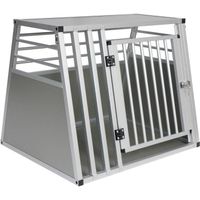 EUGAD Cage de transport pour chien en aluminium, Caisse de transport, Boîte de transport,Boîte de voyage, 80x65x65cm, Argent