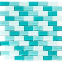 Pâte de Verre Mosaikmatte Mosaikbordüre Vert Turquoise Menthe Mauerverbund Brick MOS76-0602