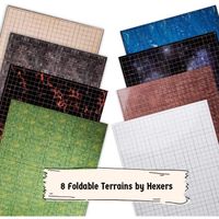 Hexers Role-Playing Game Board, Square Grid Terrains, 8 Different terrains, Dungeons and Dragons DND Pathfinder RPG Compatibl
