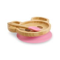 Vaisselle pour enfants - BIOZOYG - Ensemble de assiette en bambou avec ventouse - FSC - souris rose