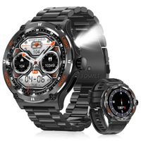 2024 Montre Connectée Homme Militaire 3ATM avec Appel Bluetooth/Torche LED/Compas, 24/7 Fréquence Cardiaque SpO2 Sommeil 100+ Sport