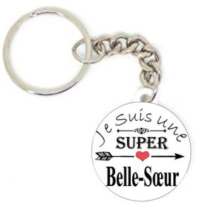 PORTE-CLÉS Porte clé badge JE SUIS UNE SUPER BELLE SOEUR FLÈC