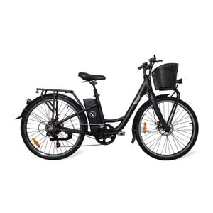 VÉLO ASSISTANCE ÉLEC Vélo électrique 26'' - Velair - Shimano 6 Vitesses - Freins à disques - Autonomie 50 km - Cadre aluminium - Noir